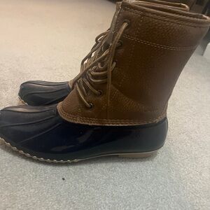 Women’s navy high duck boots